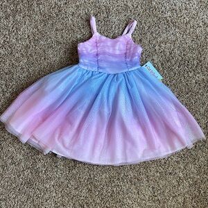 Cat & Jack Sleeveless Ombre Glitter Tulle Dress Light Pink Girls Size XS